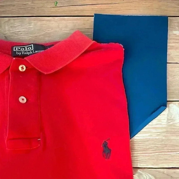 Polo by Ralph Lauren Men's Iconic Red Polo Shirt With Navy Logo Size XL. - Picture 6 of 11